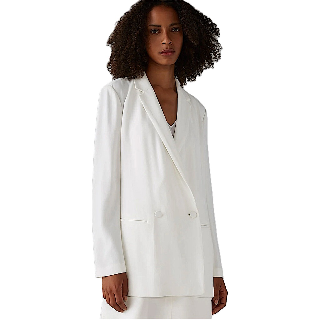 Club Monaco Deconstructed Blazer Double Breasted Unstructured Jacket White Xs